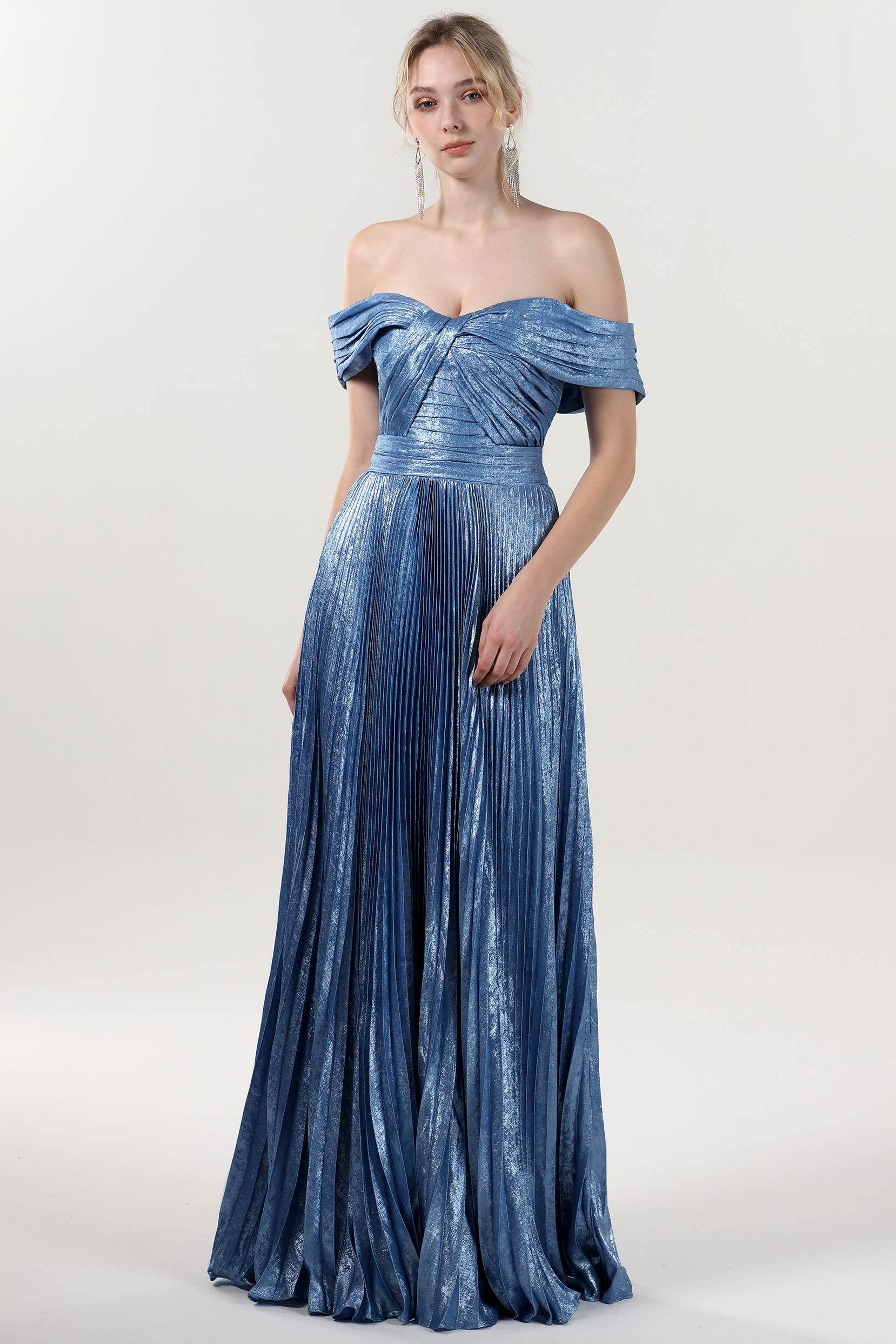 A-line Maxi Metallic Formal Dress CS0649 - COCOMELODY